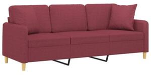 Sofa 3-osobowa z poduszkami, winna czerwieÅ, 180 cm, tkanina