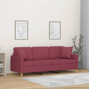 Sofa 3-osobowa z poduszkami, winna czerwieÅ, 180 cm, tkanina