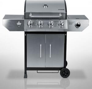 Grill gazowy ogrodowy Berdsen BD-896 żeliwny ruszt z pokrywą mocny 4+1 palniki termometr