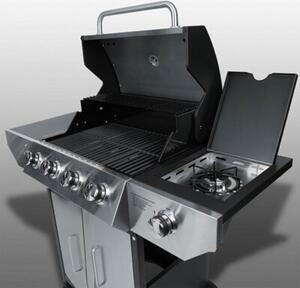 Grill gazowy ogrodowy Berdsen BD-896 żeliwny ruszt z pokrywą mocny 4+1 palniki termometr