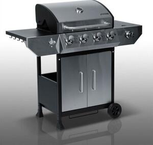 Grill gazowy ogrodowy Berdsen BD-896 żeliwny ruszt z pokrywą mocny 4+1 palniki termometr