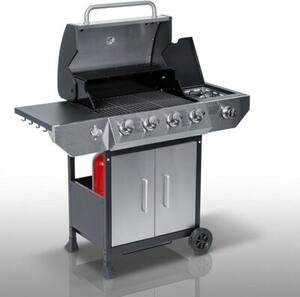 Grill gazowy ogrodowy Berdsen BD-896 żeliwny ruszt z pokrywą mocny 4+1 palniki termometr