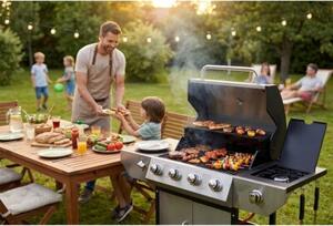 Grill gazowy ogrodowy Berdsen BD-896 żeliwny ruszt z pokrywą mocny 4+1 palniki termometr