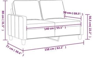 Sofa 2-osobowa, kremowy, 140 cm, tapicerowana aksamitem