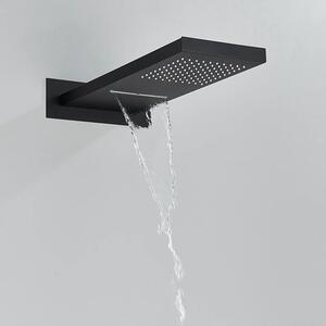 Black Square - czarna podtynkowa bateria prysznicowa z termostatem (dwufunkcyjna deszczownica)