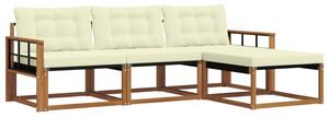 Zestaw mebli ogrodowych z litego drewna akacjowego z poduszkami - modułowy, odporność na warunki atmosferyczne, elegancki design