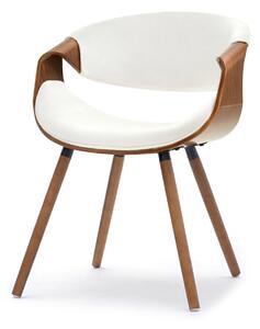 Krzesło tapicerowane z drewna giętego do jadalni bent krem welur orzech