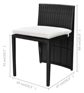 Zestaw Mebli Ogrodowych Bistro Z Poduszkami 3-Częściowy Czarny Rattan Na Taras Balkon Ogród