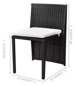 Zestaw Mebli Ogrodowych Bistro Z Poduszkami 3-Częściowy Czarny Rattan Na Taras Balkon Ogród