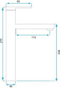 Bateria Umywalkowa REA JS-650101-1B PIXEL Wysoka Czarny