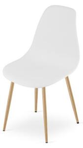 Zestaw Stół NP 80x80cm Dąb Sonoma + Biały + 4 krzesła WAT białe / nogi naturalne