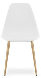 Zestaw Stół NP 80x80cm Dąb Sonoma + Biały + 4 krzesła WAT białe / nogi naturalne
