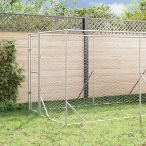 Kojec dla psa, z dachem, srebrny, 2x6x2,5 m, stal galwanizowana