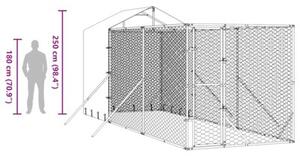 Kojec dla psa, z dachem, srebrny, 2x6x2,5 m, stal galwanizowana