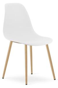 Zestaw Stół NP 80x80cm Dąb Sonoma + Biały + 4 krzesła WAT białe / nogi naturalne