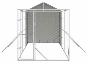 Kojec dla psa, z dachem, srebrny, 2x6x2,5 m, stal galwanizowana
