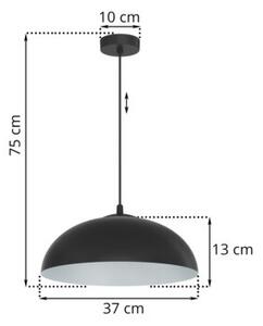Lampa wisząca Light Home LH Misa 1xE27 klosz 37cm czarny/szary