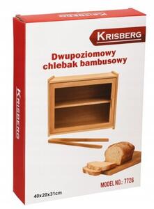 Chlebak bambusowy 2-poziomowy piętrowy pojemnik na pieczywo chleb bułki szafka brązowy KRISBERG