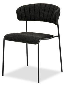 Krzesło tapicerowane czarne nilda z tkaniny boucle metalowy stelaż