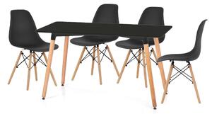 Zestaw jadalniany czarny 1+4, stół BERGEN 120 + krzesła YORK OSAKA