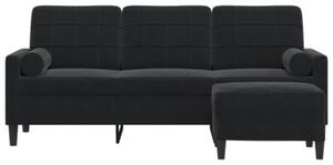 Sofa 3-osobowa z podnÃ³Å¼kiem, czarna, 180 cm, aksamit
