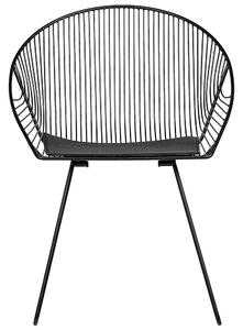 Zestaw 2 krzeseł do jadalni czarny metalowy poduszka ze ekoskóry Aurora Beliani