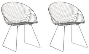 Zestaw 2 krzeseł do jadalni srebrny metalowy poduszka ze ekoskóry Aurora Beliani