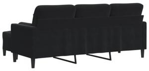 Sofa 3-osobowa z podnÃ³Å¼kiem, czarna, 180 cm, aksamit