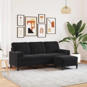 Sofa 3-osobowa z podnÃ³Å¼kiem, czarna, 180 cm, aksamit