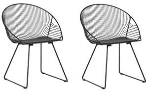 Zestaw 2 krzeseł do jadalni czarny metalowy poduszka ze ekoskóry Aurora Beliani