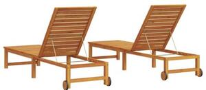 Leżak 2 szt. brązowy 202 x 53 x 89 cm lite drewno akacji