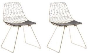 Zestaw 2 krzeseł złoty metalowy geometryczny poduszka na siedzisko z ekoskóry Harlan Beliani