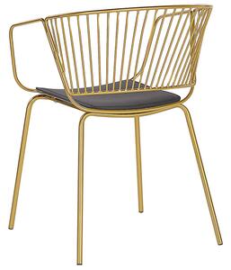 Zestaw 2 krzeseł do jadalni złoty czarna poduszka na siedzenie z ekoskóry Rigby Beliani