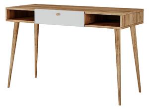 Skandynawskie biurko z szufladą dąb craft + biały - Elara 3X