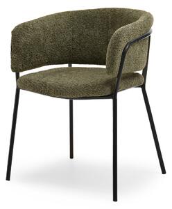 Krzesło jadalniane zielone sorin tapicerowane tkaniną boucle noga czarny