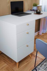 Białe biurko z szufladami w stylu skandynawskim - Elara 4X