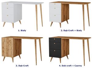 Skandynawskie biurko dąb craft + biały - Elara 4X