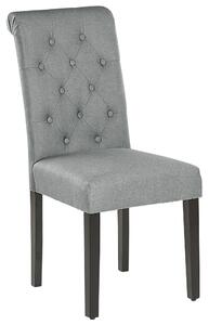 Zestaw 2 krzeseł do jadalni tapicerowane pikowane wysokie oparcie szare Velva Beliani