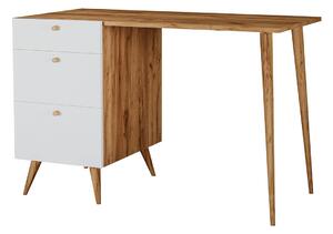 Minimalistyczne biurko dąb craft + biały - Elara 4X