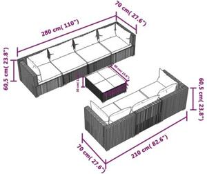 Zestaw Mebli Ogrodowych Komplet Wypoczynkowy Z Poduszkami 8-Częściowy Czarny Rattan Na Taras Balkon Ogród