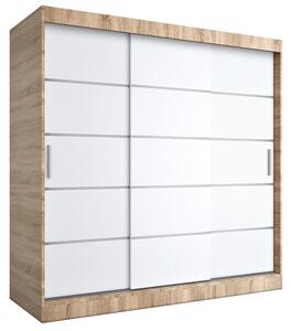 Szafa przesuwna dąb sonoma + biały 200 cm L5-P40