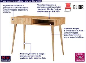 Minimalistyczne skandynawskie biurko 100 cm dąb craft - Elara 5X