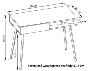 Minimalistyczne skandynawskie biurko 100 cm dąb craft - Elara 5X