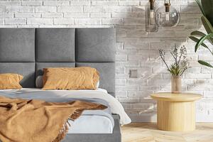 Granatowe tapicerowane łóżko 140x200 - Nikos 2X