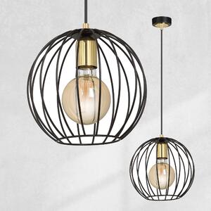 ALBIO 1 BLACK 144/1 wisząca lampa sufitowa LOFT regulowana metalowa złoto czarna druciak