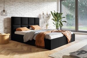 Czarne tapicerowane łóżko 140x200 - Nikos 2X
