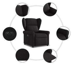 Elektryczny fotel rozkÅadany, czarny, obity tkaninÄ