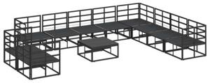 Zestaw sofy ogrodowej z poduszkami - czarna aluminiowa rama, nowoczesny design, 10 miejsc