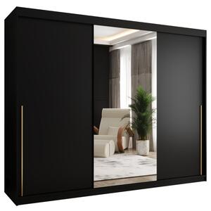 Szafa przesuwna z lustrem Garderoba SIMA T1 250 czarny + u. złoty