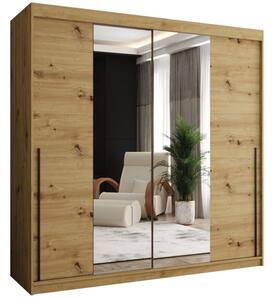 Szafa przesuwna z lustrem Garderoba SIMA T1 200 artisan + u. czarny